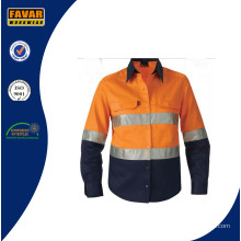 Long Sleeve 100% Cotton Drill Hi Vis Wholesale Safety Shirts